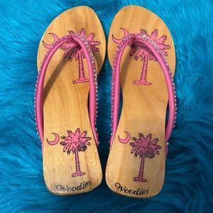 Woodies Pink Sequin Sandals